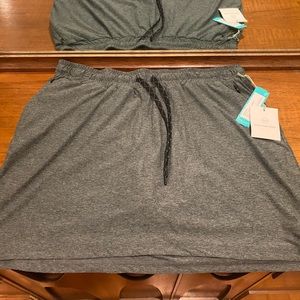 Athletic skort in greenish grey heather color